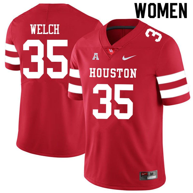 Women #35 Mike Welch Houston Cougars College Football Jerseys Sale-Red